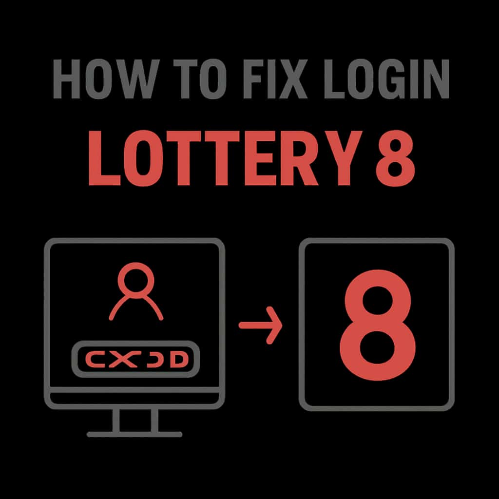 A diagram illustrating common login issues and solutions for Lottery 8.