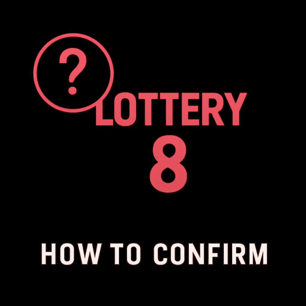 A badge representing guidance on confirming a Lottery 8 account.