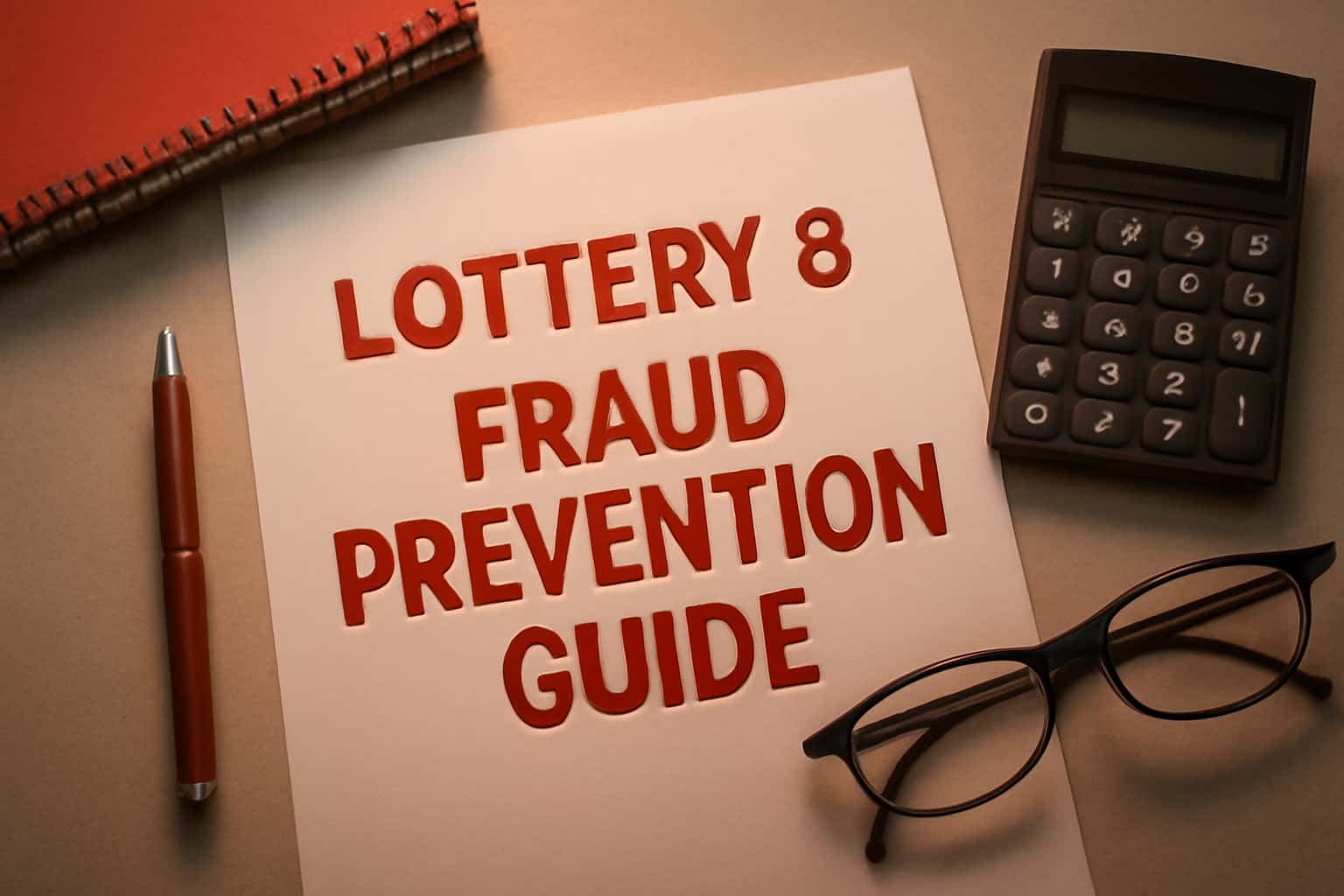 An informative scene depicting the Lottery 8 Fraud Prevention Guide.