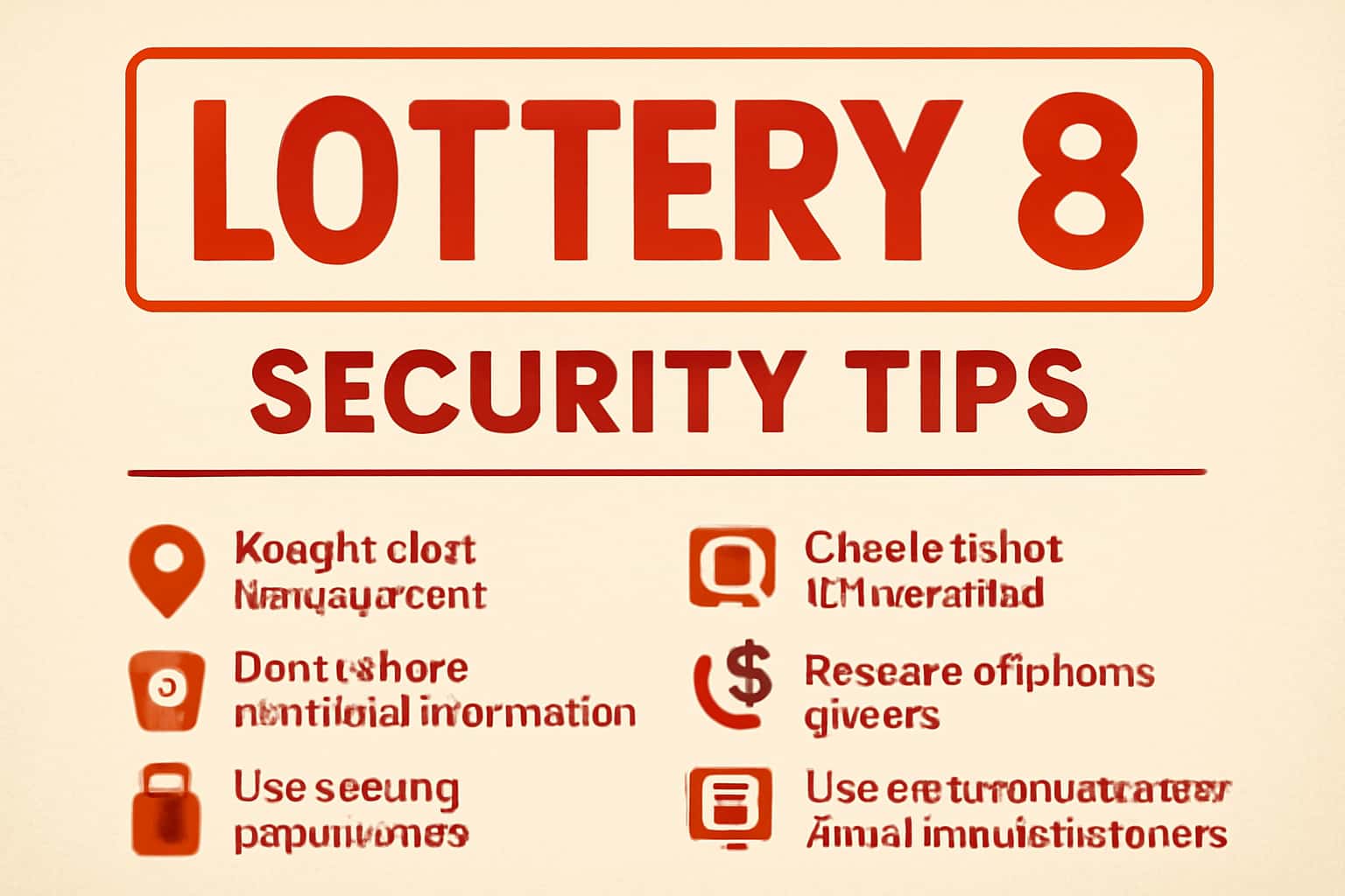 Informational scene showcasing Lottery 8 Security Tips with a sleek design.