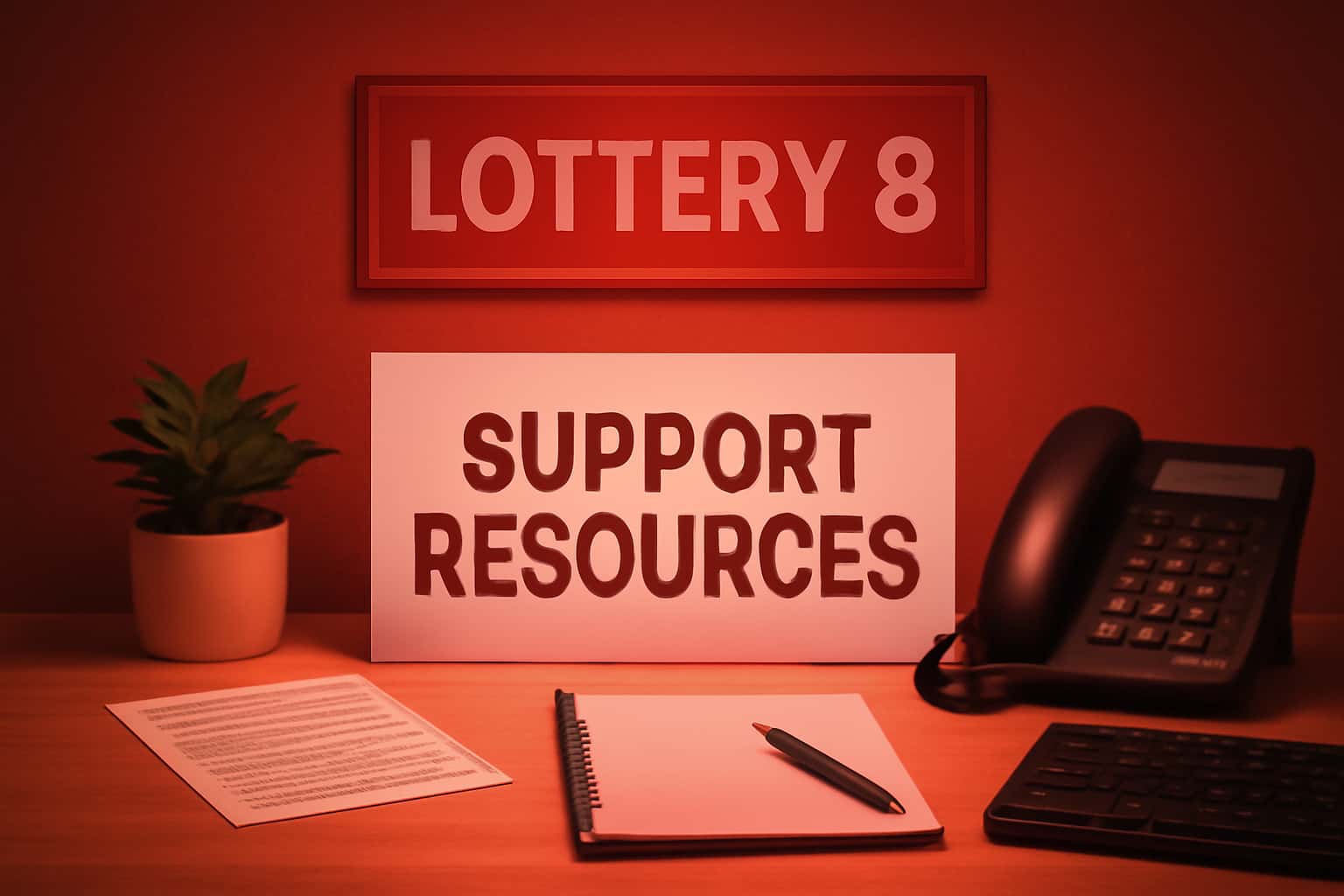 Informational scene representing Lottery 8 support resources.