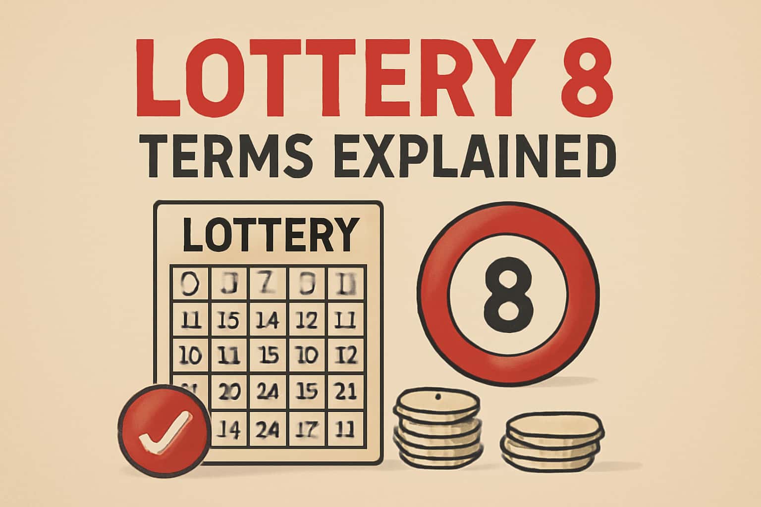 An informational graphic illustrating Lottery 8 Terms Explained in a professional format.