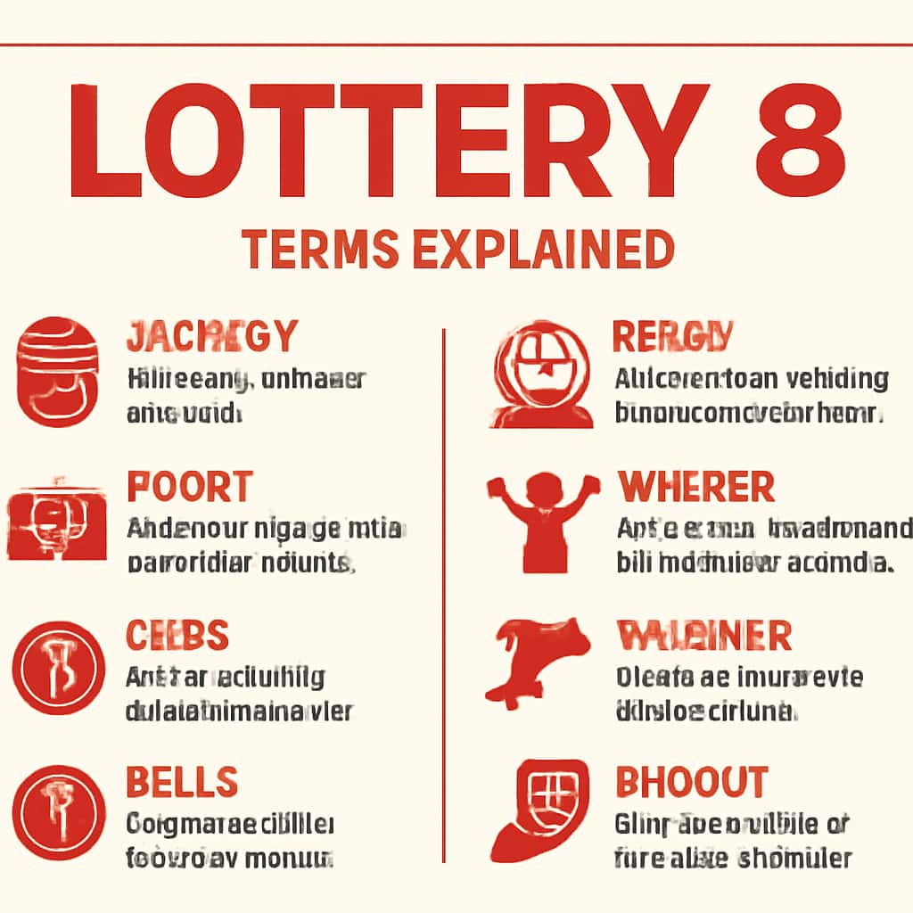 An educational diagram detailing Lottery 8 Terms.