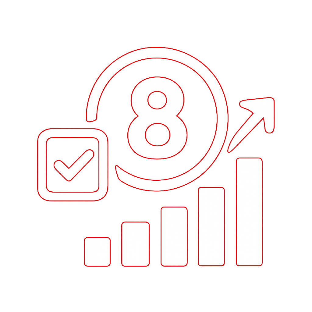 A badge representing the Lottery 8 Fraud Prevention Guide.