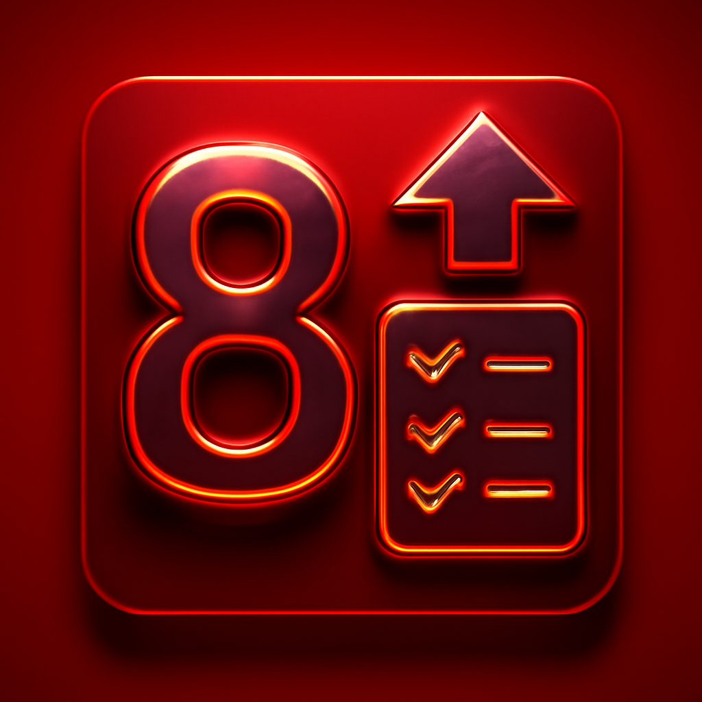 A badge representing guidance on confirming a Lottery 8 account.