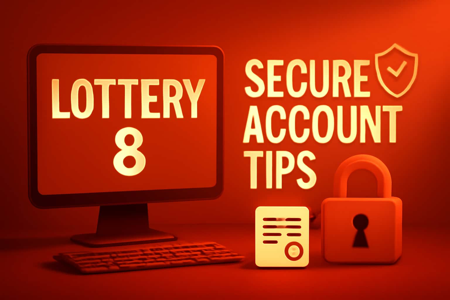 An informational scene detailing account security tips for Lottery 8.