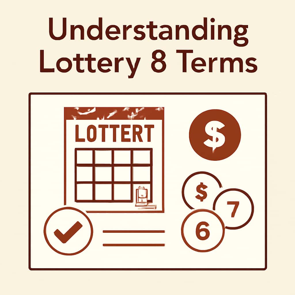 An educational diagram highlighting key terms of Lottery 8.