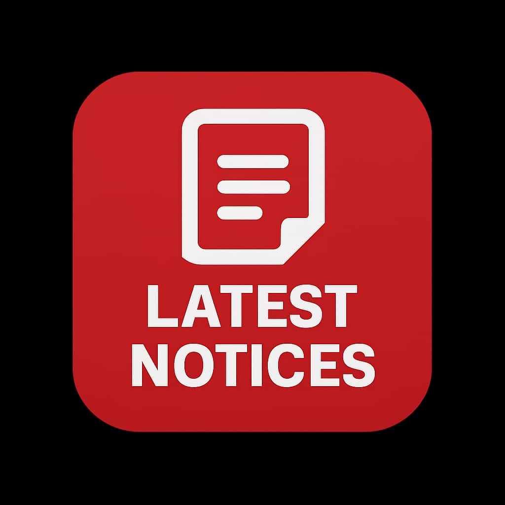 An icon representing Latest Lottery 8 Notices with clear text in a professional design.