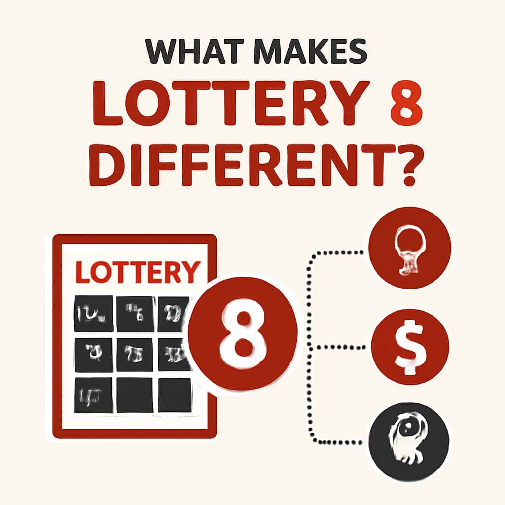 An educational diagram illustrating the distinctive features of Lottery 8.
