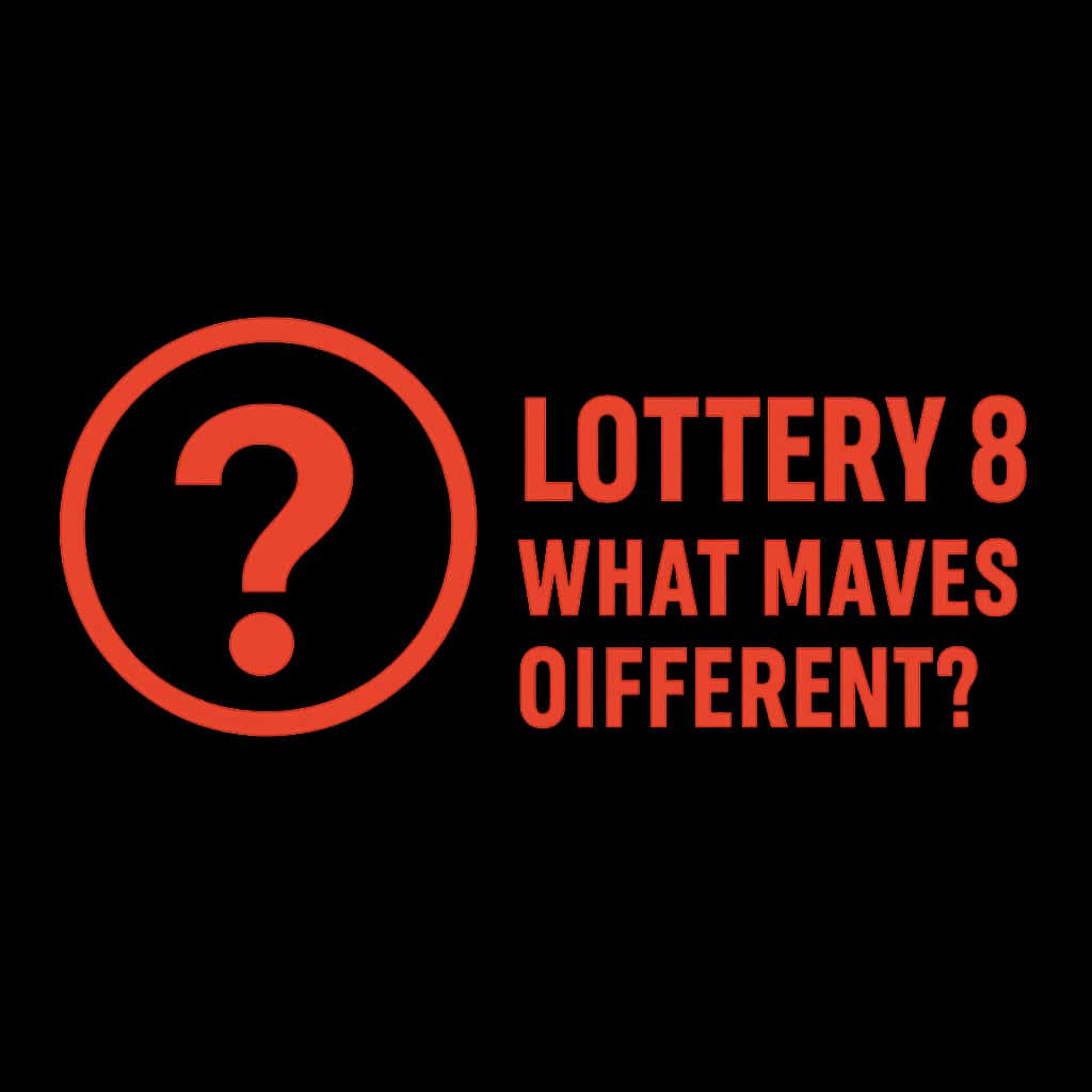 A simple, professional badge illustrating the concept of Lottery 8's unique features.